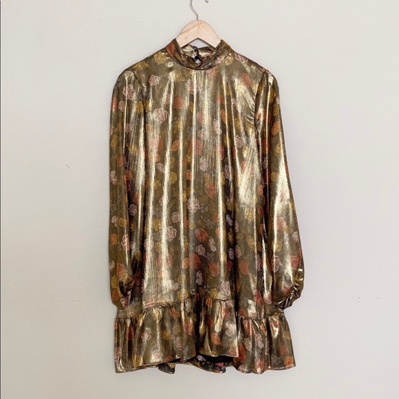 Zara Dresses & Skirts - Zara Shinny Floral Print Dress SZ S